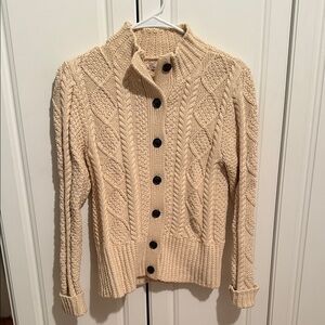 L.L. Bean Cream Cable Knit Cardigan